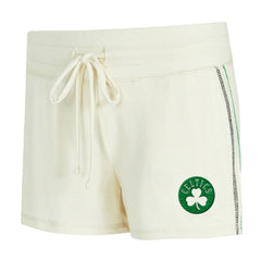 Boston Celtics Concepts Sport Women's Kaki Hacci Knit Long Sleeve Top & Shorts Set Cream