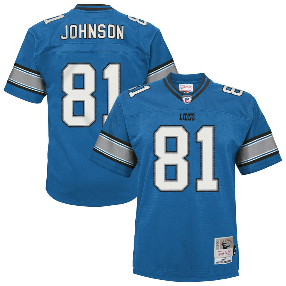 Calvin Johnson Detroit Lions Youth Legacy Replica Jersey - Blue - Mitchell & Ness