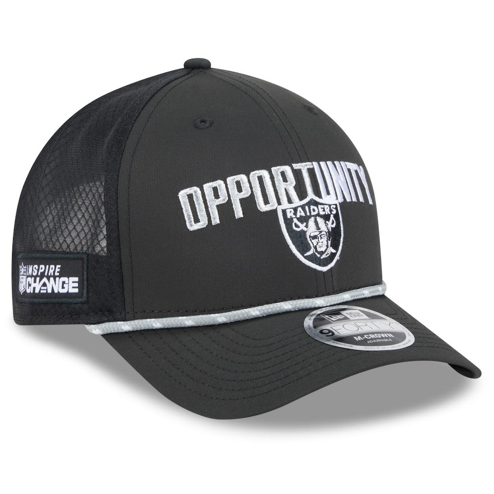 Las Vegas Raiders New Era 2025 Inspire Change 9FORTY M-Crown Adjustable Hat - Black - NFL