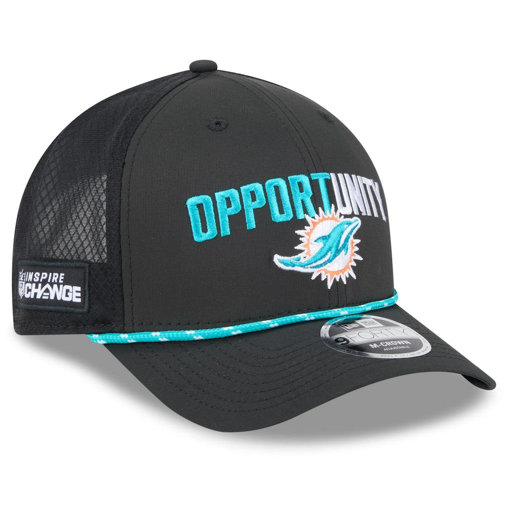Miami Dolphins New Era 2025 Inspire Change 9FORTY M-Crown Adjustable Hat - Black - NFL