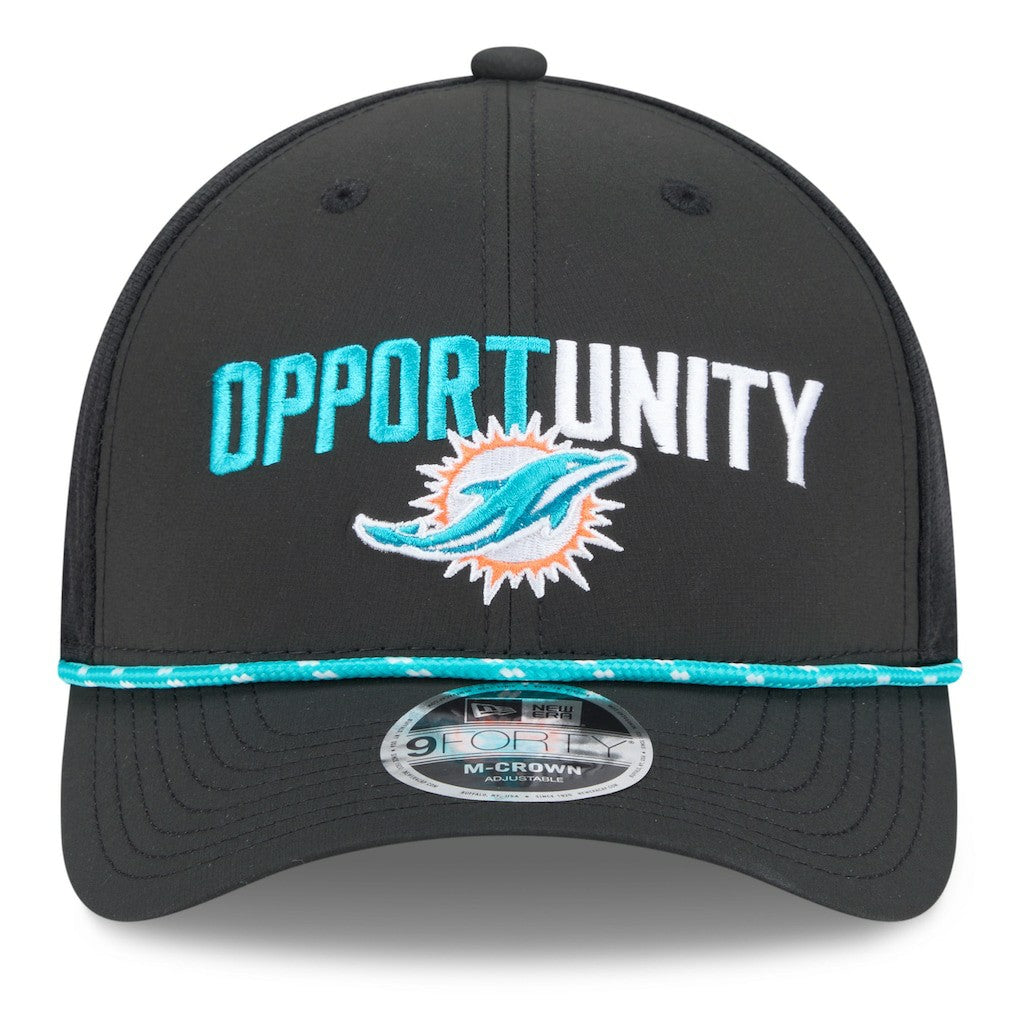 Miami Dolphins New Era 2025 Inspire Change 9FORTY M-Crown Adjustable Hat - Black - NFL
