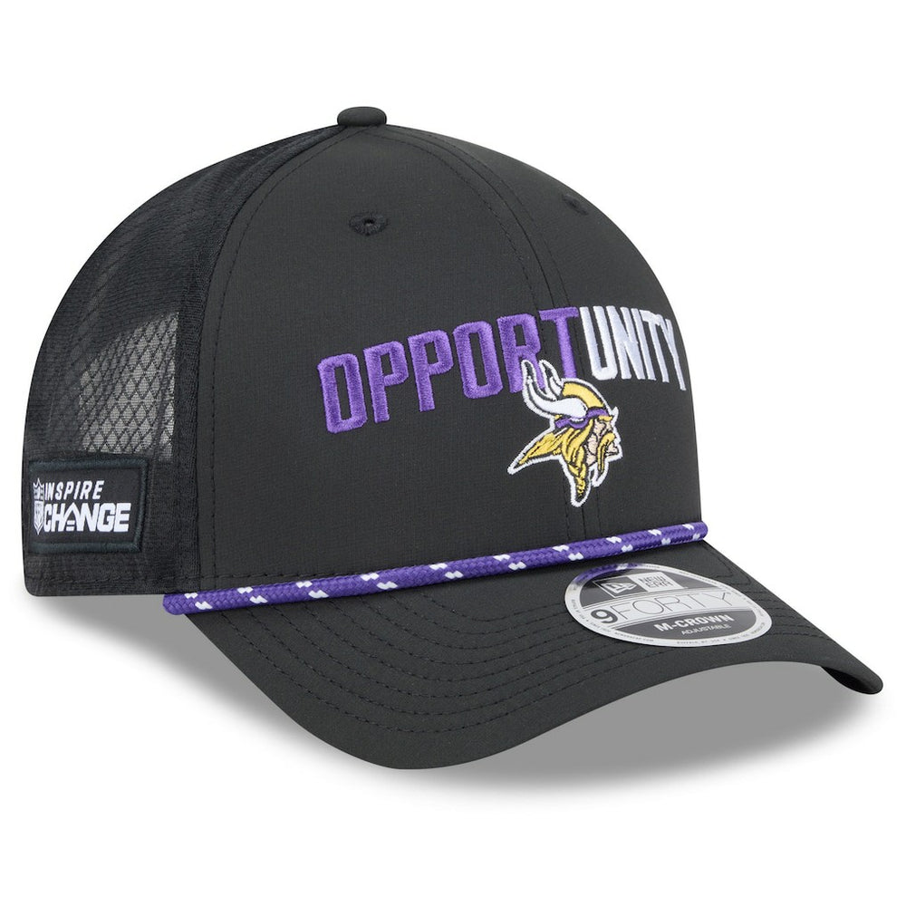 Minnesota Vikings New Era 2025 Inspire Change 9FORTY M-Crown Adjustable Hat - Black - NFL