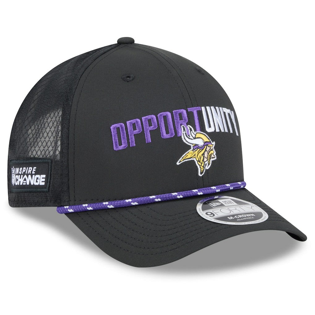 Minnesota Vikings New Era 2025 Inspire Change 9FORTY M-Crown Adjustable Hat - Black - NFL