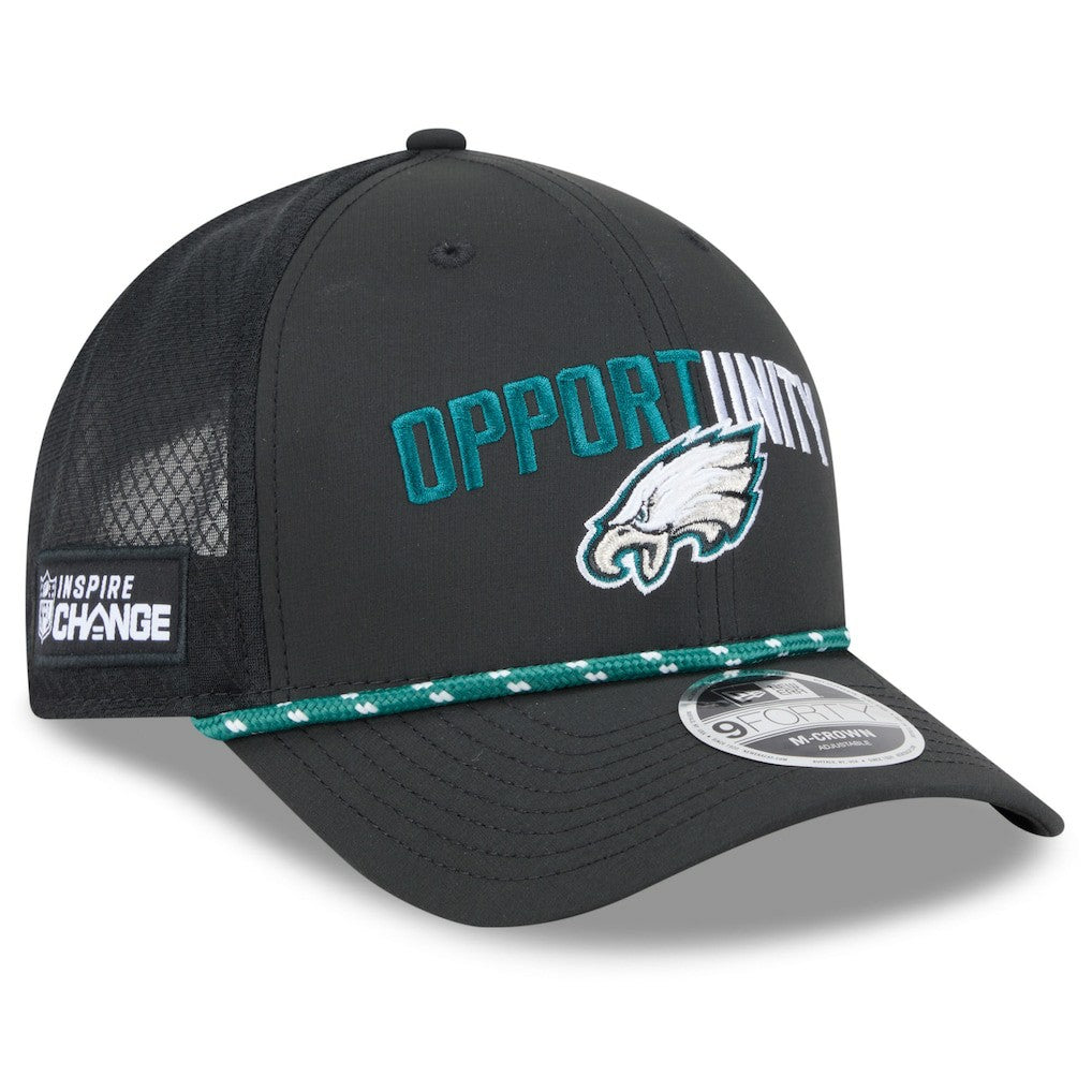 Philadelphia Eagles New Era 2025 Inspire Change 9FORTY M-Crown Adjustable Hat - Black - NFL