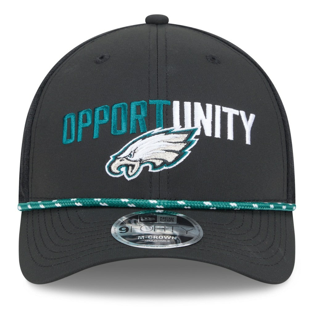 Philadelphia Eagles New Era 2025 Inspire Change 9FORTY M-Crown Adjustable Hat - Black - NFL