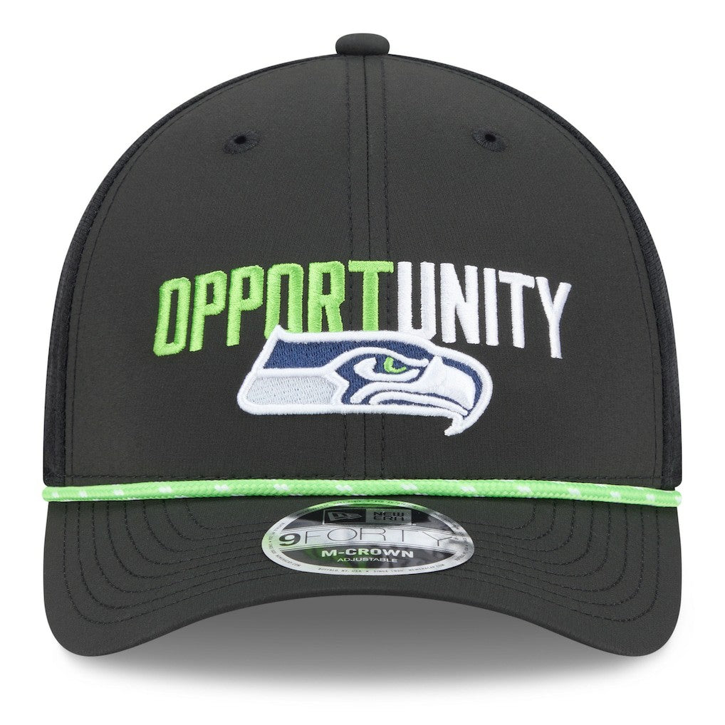 Seattle Seahawks New Era 2025 Inspire Change 9FORTY M-Crown Adjustable Hat - Black - NFL