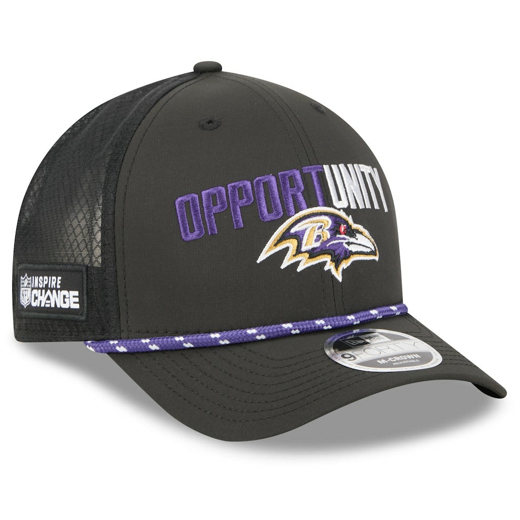 Baltimore Ravens New Era 2025 Inspire Change 9FORTY M-Crown Adjustable Hat - Black - NFL