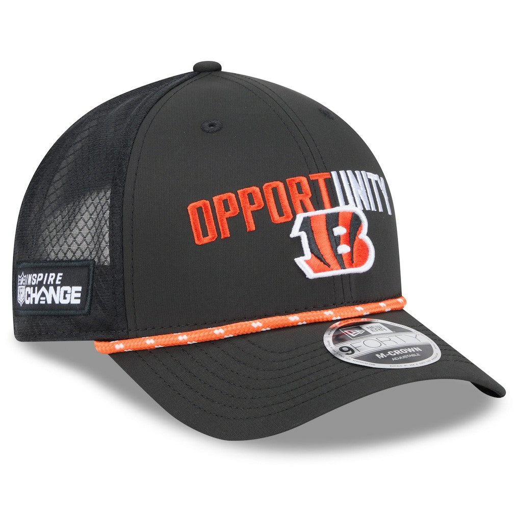 Cincinnati Bengals New Era 2025 Inspire Change 9FORTY M-Crown Adjustable Hat - Black - NFL
