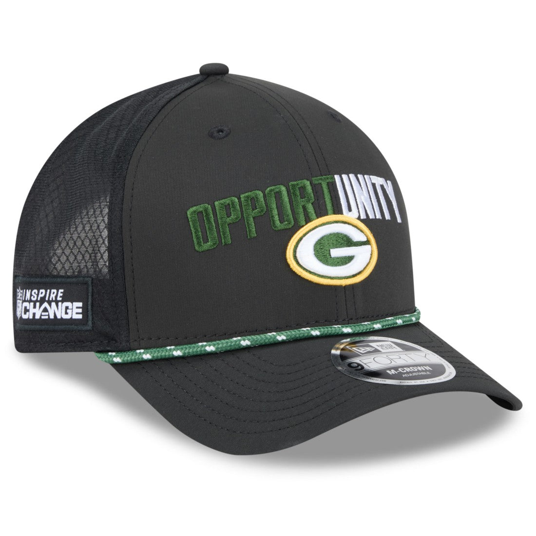Green Bay Packers New Era 2025 Inspire Change 9FORTY M-Crown Adjustable Hat - Black - NFL