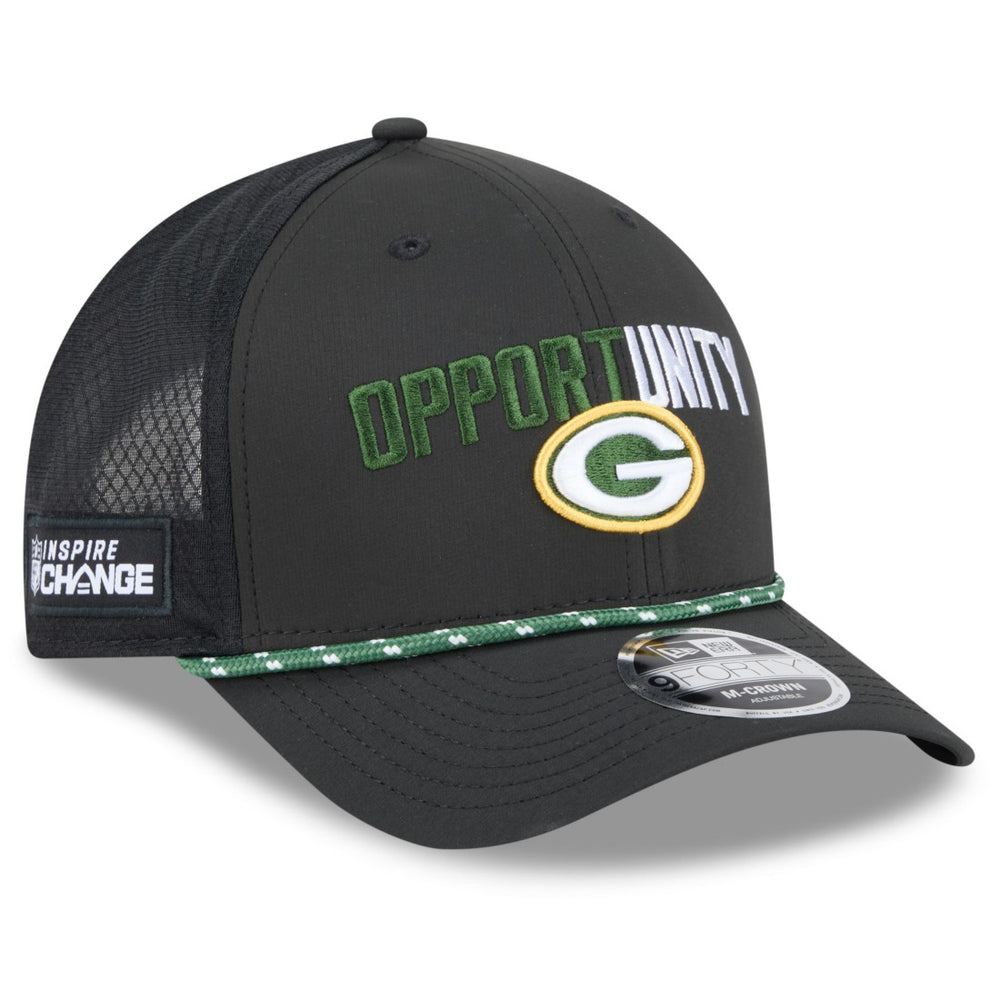Green Bay Packers New Era 2025 Inspire Change 9FORTY M-Crown Adjustable Hat - Black - NFL