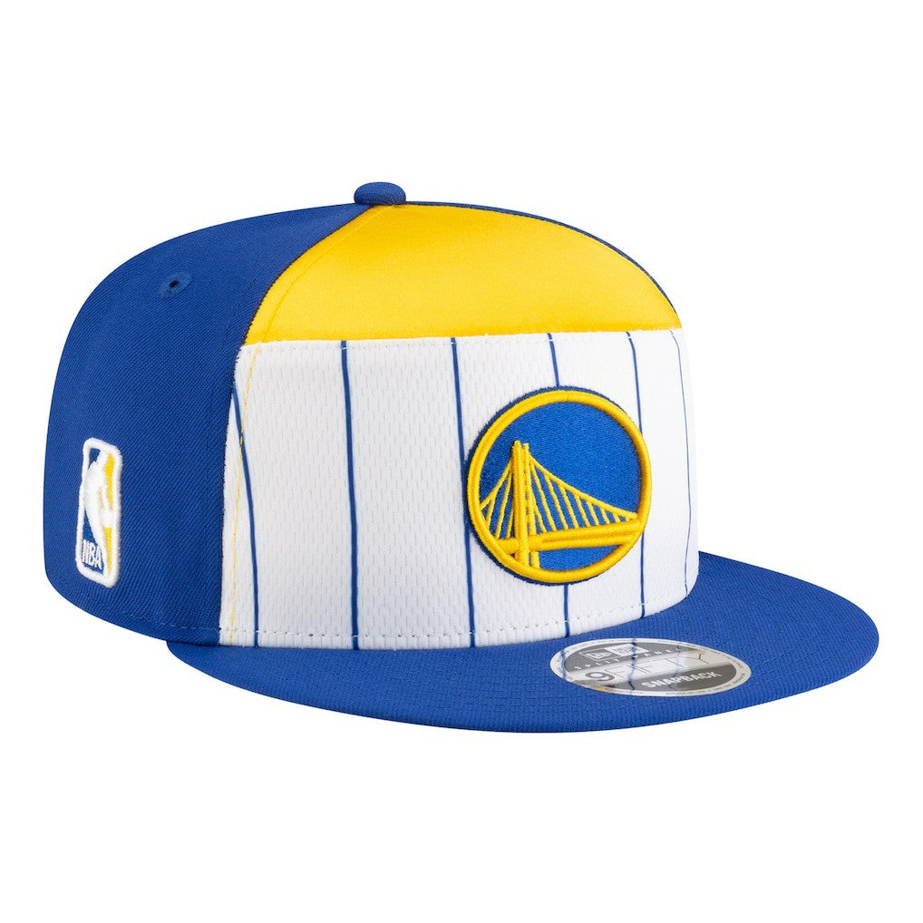 New Era Golden State Warriors Youth 2025 NBA Tip Off Split Panel 9FIFTY Snapback Hat White/Royal