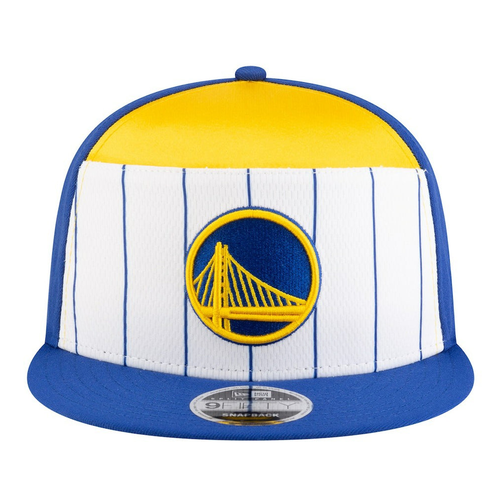 New Era Golden State Warriors Youth 2025 NBA Tip Off Split Panel 9FIFTY Snapback Hat White/Royal