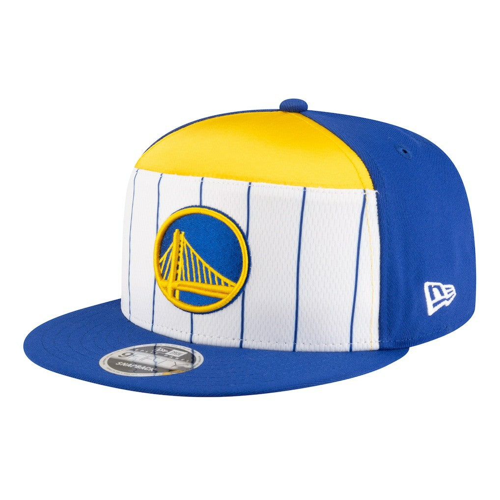 New Era Golden State Warriors Youth 2025 NBA Tip Off Split Panel 9FIFTY Snapback Hat White/Royal