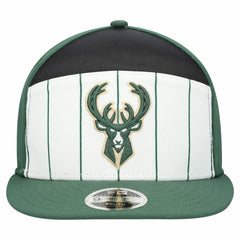 New Era Milwaukee Bucks Youth 2025 NBA Tip Off Split Panel 9FIFTY Snapback Hat White/Hunter Green