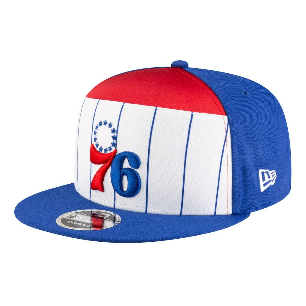 New Era Philadelphia 76ers Youth 2025 NBA Tip Off Split Panel 9FIFTY Snapback Hat White/Blue