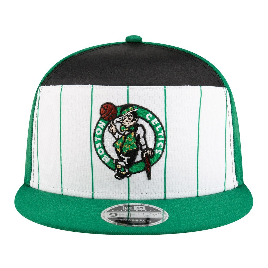 New Era Boston Celtics Youth 2025 NBA Tip Off Split Panel 9FIFTY Snapback Hat White/Kelly Green
