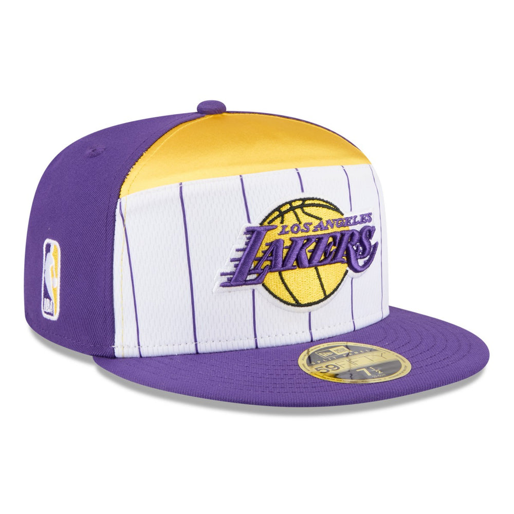 New Era Los Angeles Lakers 2025 NBA Tip Off Split Panel 59FIFTY Fitted Hat White/Purple