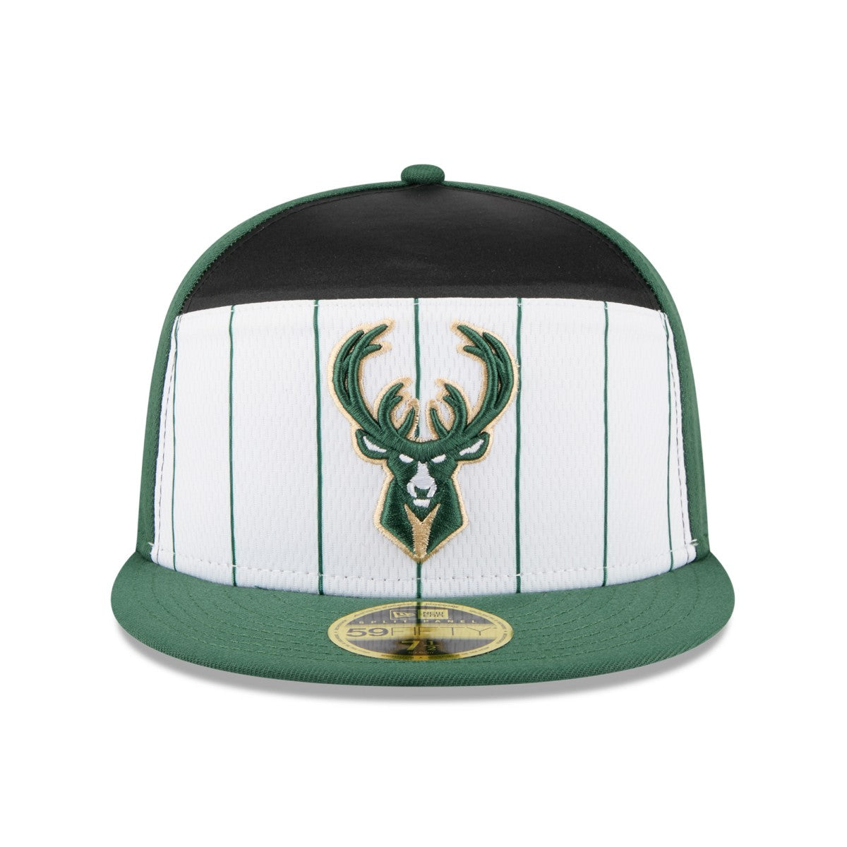 New Era Milwaukee Bucks 2025 NBA Tip Off Split Panel 59FIFTY Fitted Hat White/Hunter Green