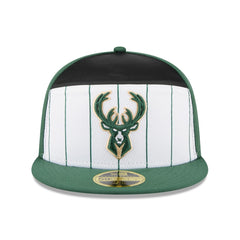 New Era Milwaukee Bucks 2025 NBA Tip Off Split Panel 59FIFTY Fitted Hat White/Hunter Green