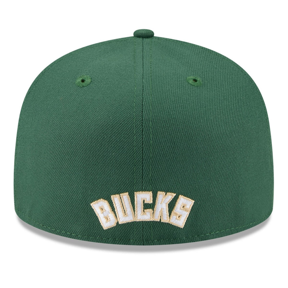 New Era Milwaukee Bucks 2025 NBA Tip Off Split Panel 59FIFTY Fitted Hat White/Hunter Green