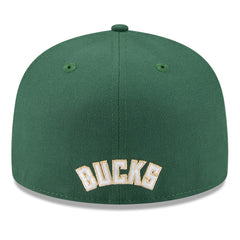 New Era Milwaukee Bucks 2025 NBA Tip Off Split Panel 59FIFTY Fitted Hat White/Hunter Green