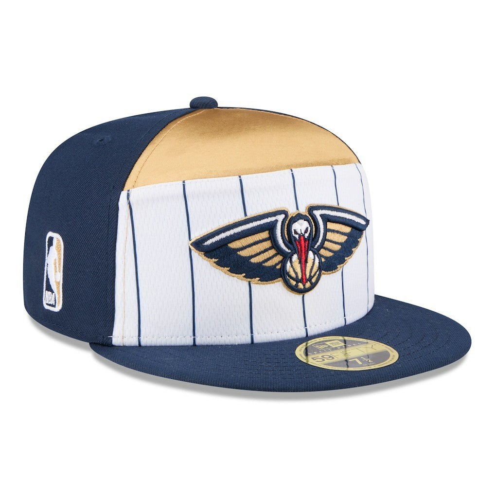 New Era New Orleans Pelicans 2025 NBA Tip Off Split Panel 59FIFTY Fitted Hat White/Navy