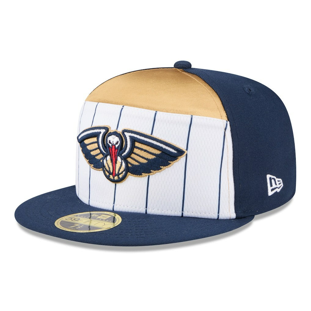 New Era New Orleans Pelicans 2025 NBA Tip Off Split Panel 59FIFTY Fitted Hat White/Navy