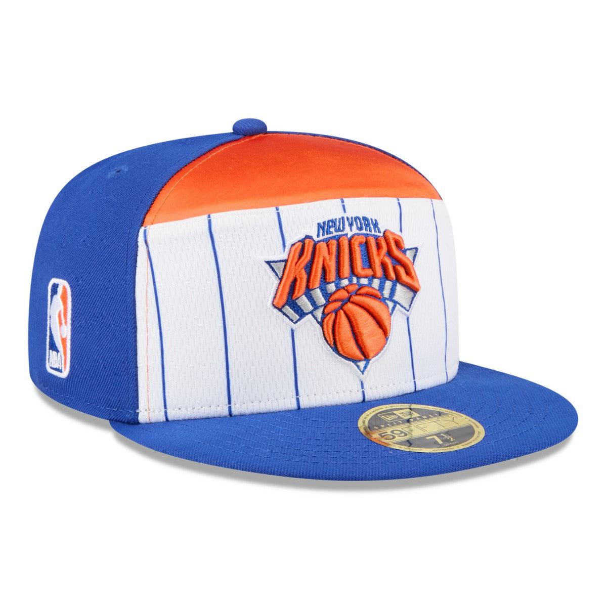 New Era New York Knicks 2025 NBA Tip Off Split Panel 59FIFTY Fitted Hat White/Blue