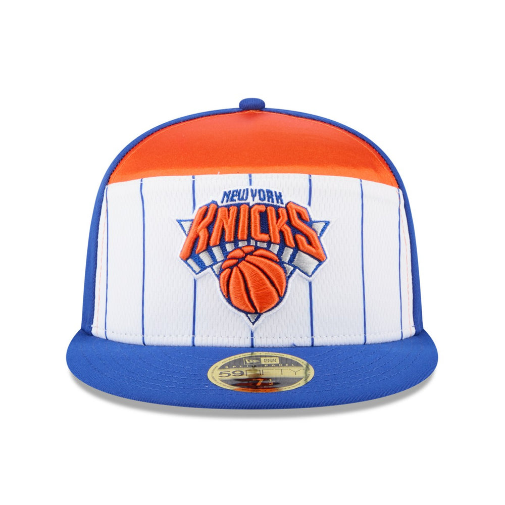 New Era New York Knicks 2025 NBA Tip Off Split Panel 59FIFTY Fitted Hat White/Blue