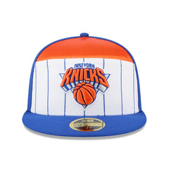 New Era New York Knicks 2025 NBA Tip Off Split Panel 59FIFTY Fitted Hat White/Blue