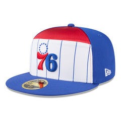 New Era Philadelphia 76ers 2025 NBA Tip Off Split Panel 59FIFTY Fitted Hat White/Royal