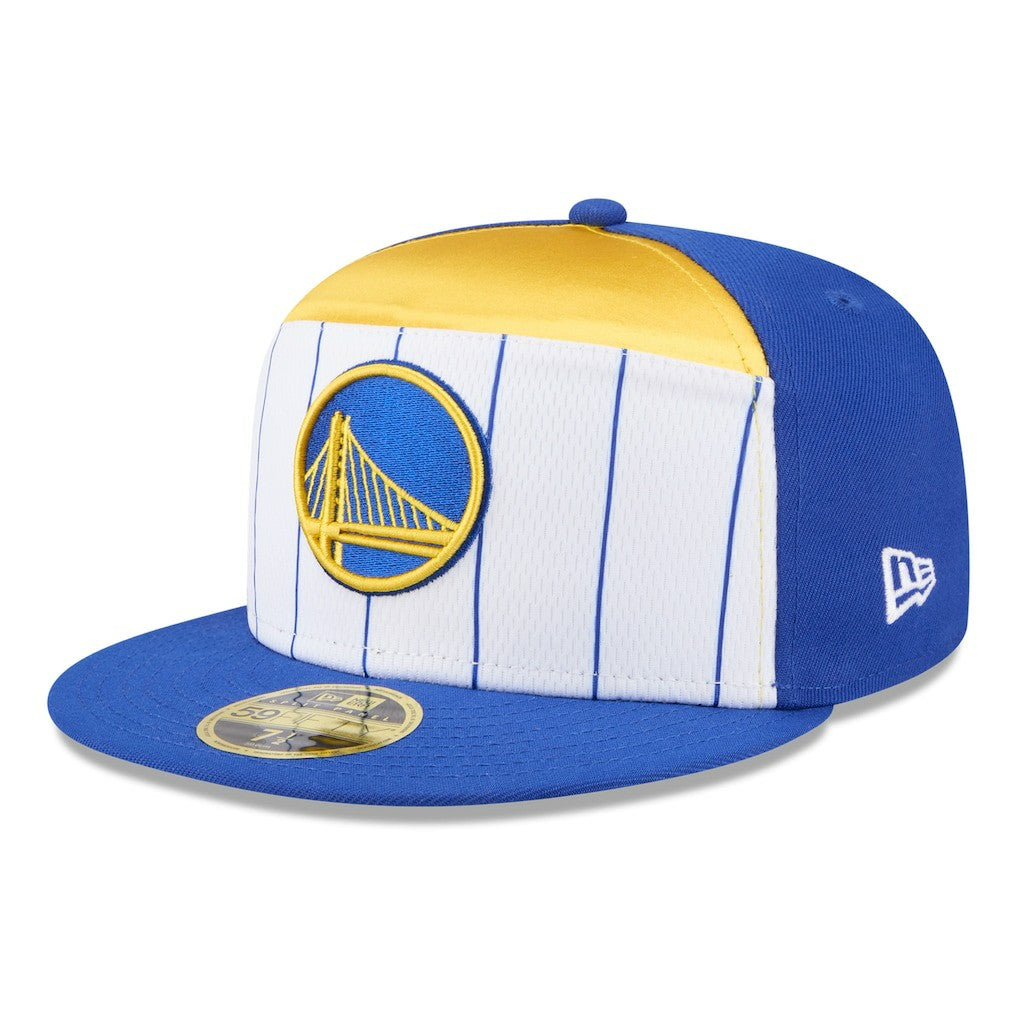 New Era Golden State Warriors 2025 NBA Tip Off Split Panel 59FIFTY Fitted Hat White/Royal