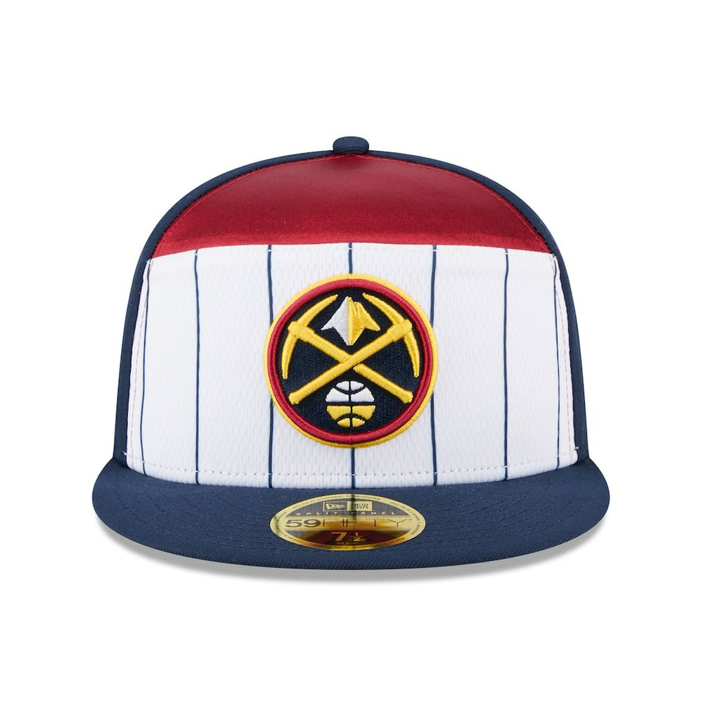 New Era Denver Nuggets 2025 NBA Tip Off Split Panel 59FIFTY Fitted Hat White/Navy