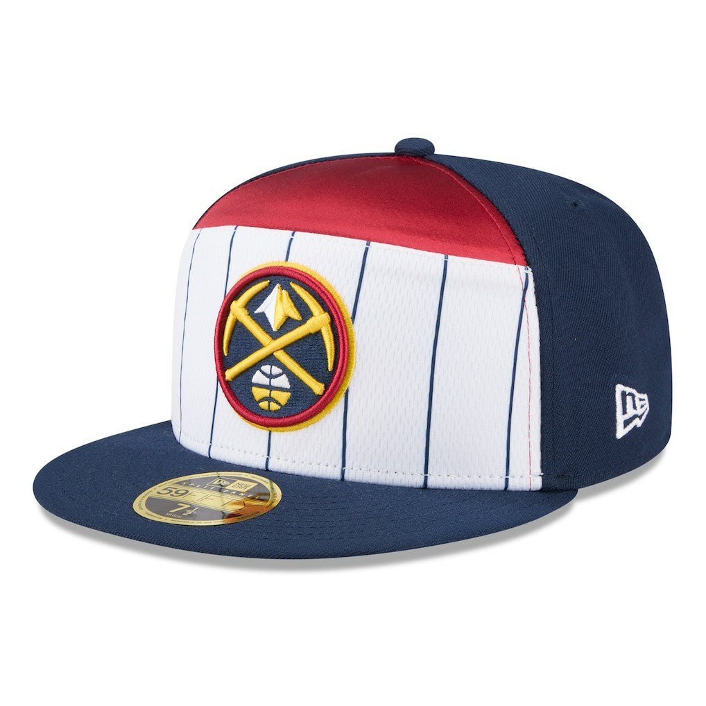 New Era Denver Nuggets 2025 NBA Tip Off Split Panel 59FIFTY Fitted Hat White/Navy