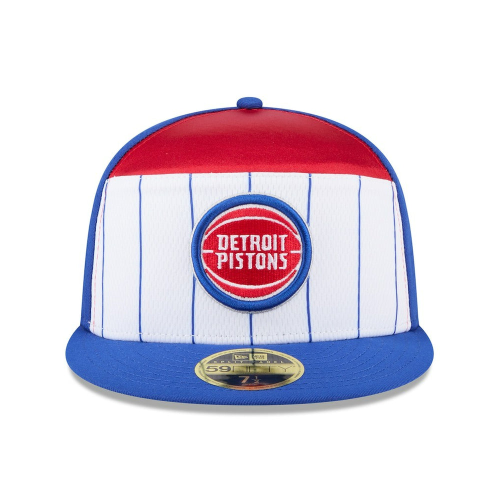 New Era Detroit Pistons 2025 NBA Tip Off Split Panel 59FIFTY Fitted Hat White/Blue
