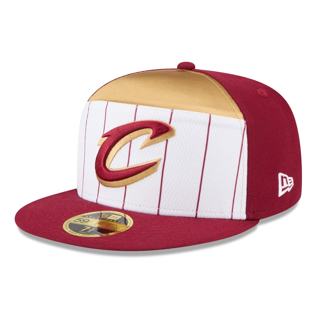 New Era Cleveland Cavaliers 2025 NBA Tip Off Split Panel 59FIFTY Fitted Hat White/Wine