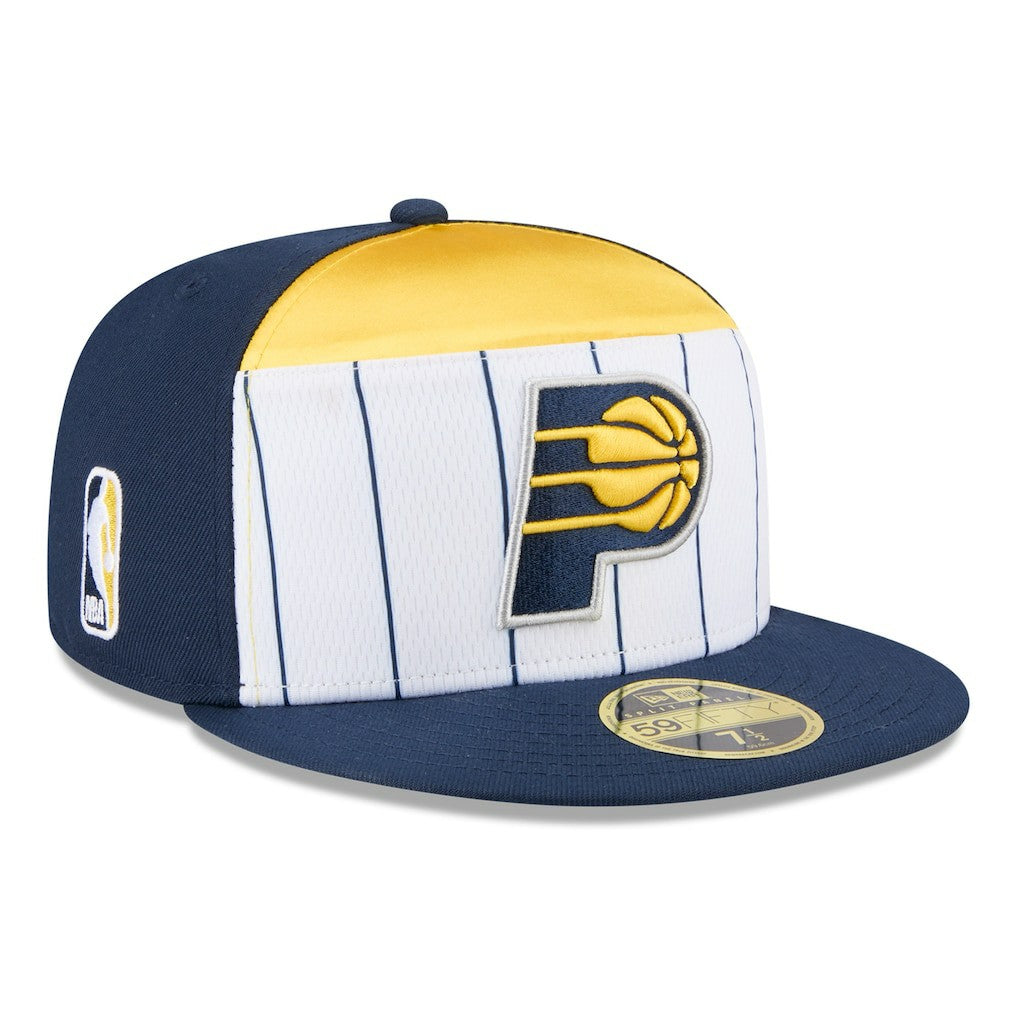 New Era Indiana Pacers 2025 NBA Tip Off Split Panel 59FIFTY Fitted Hat White/Navy