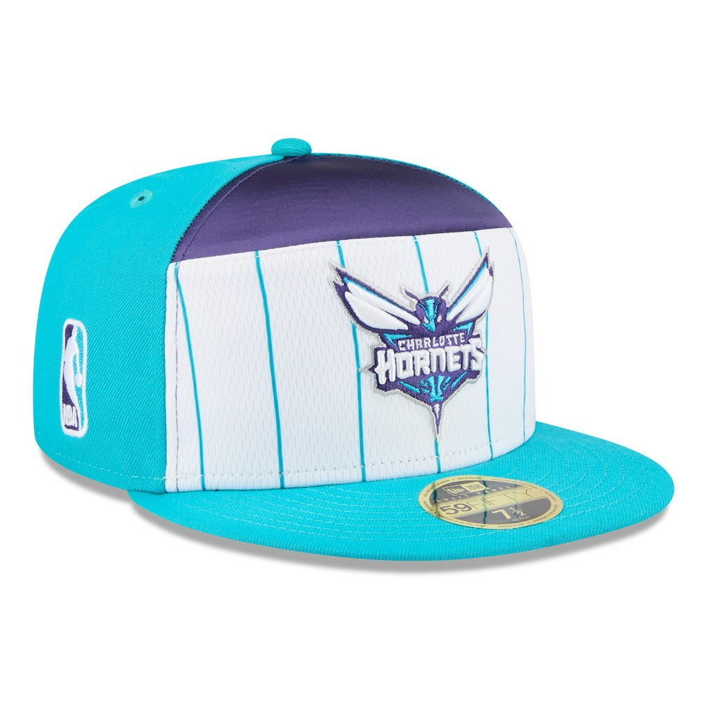 New Era Charlotte Hornets 2025 NBA Tip Off Split Panel 59FIFTY Fitted Hat White/Teal