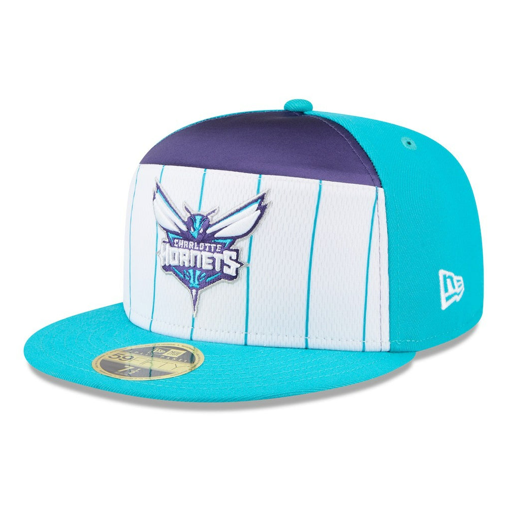 New Era Charlotte Hornets 2025 NBA Tip Off Split Panel 59FIFTY Fitted Hat White/Teal