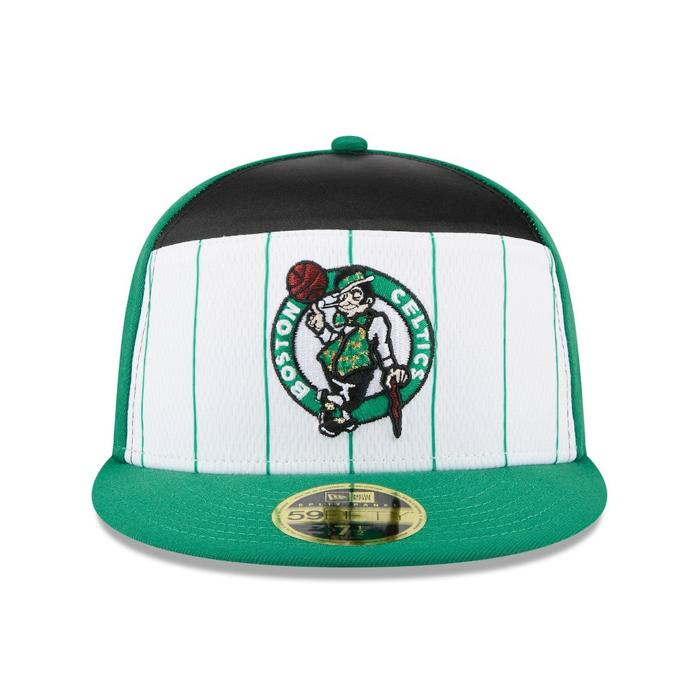 New Era Boston Celtics 2025 NBA Tip Off Split Panel 59FIFTY Fitted Hat White/Kelly Green