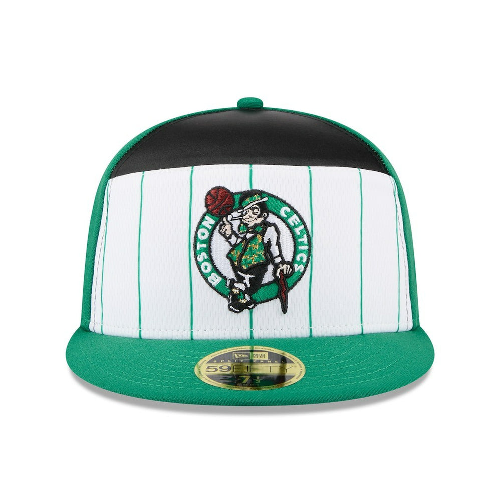 New Era Boston Celtics 2025 NBA Tip Off Split Panel 59FIFTY Fitted Hat White/Kelly Green