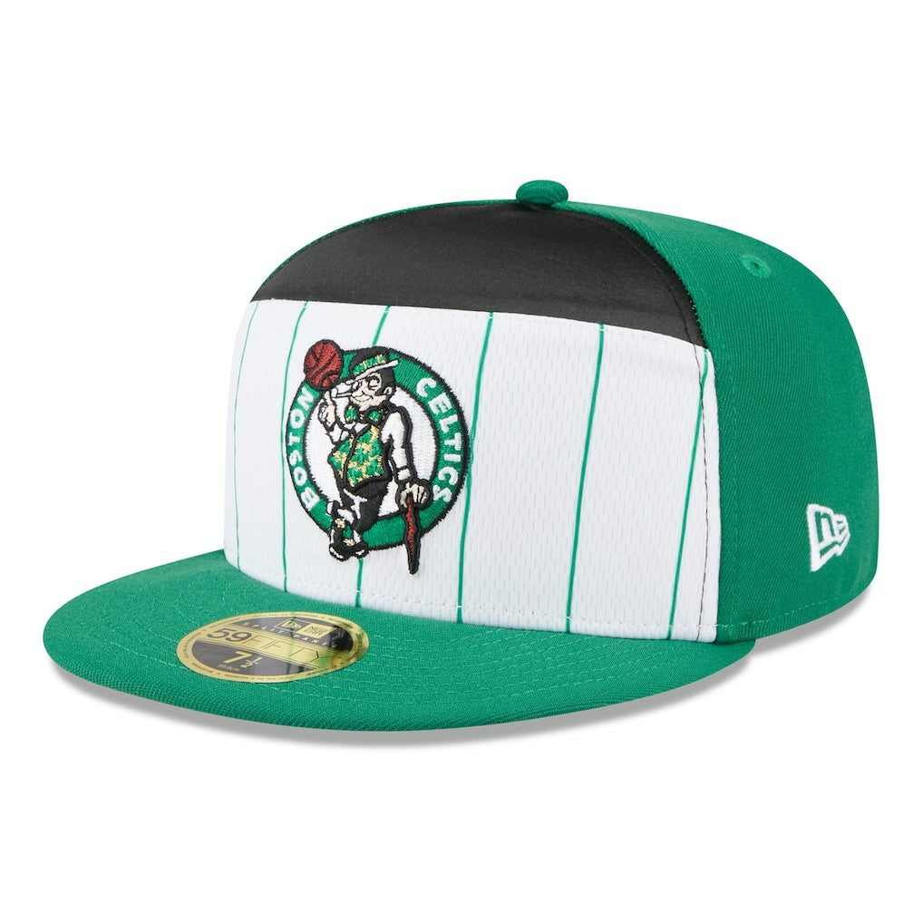 New Era Boston Celtics 2025 NBA Tip Off Split Panel 59FIFTY Fitted Hat White/Kelly Green