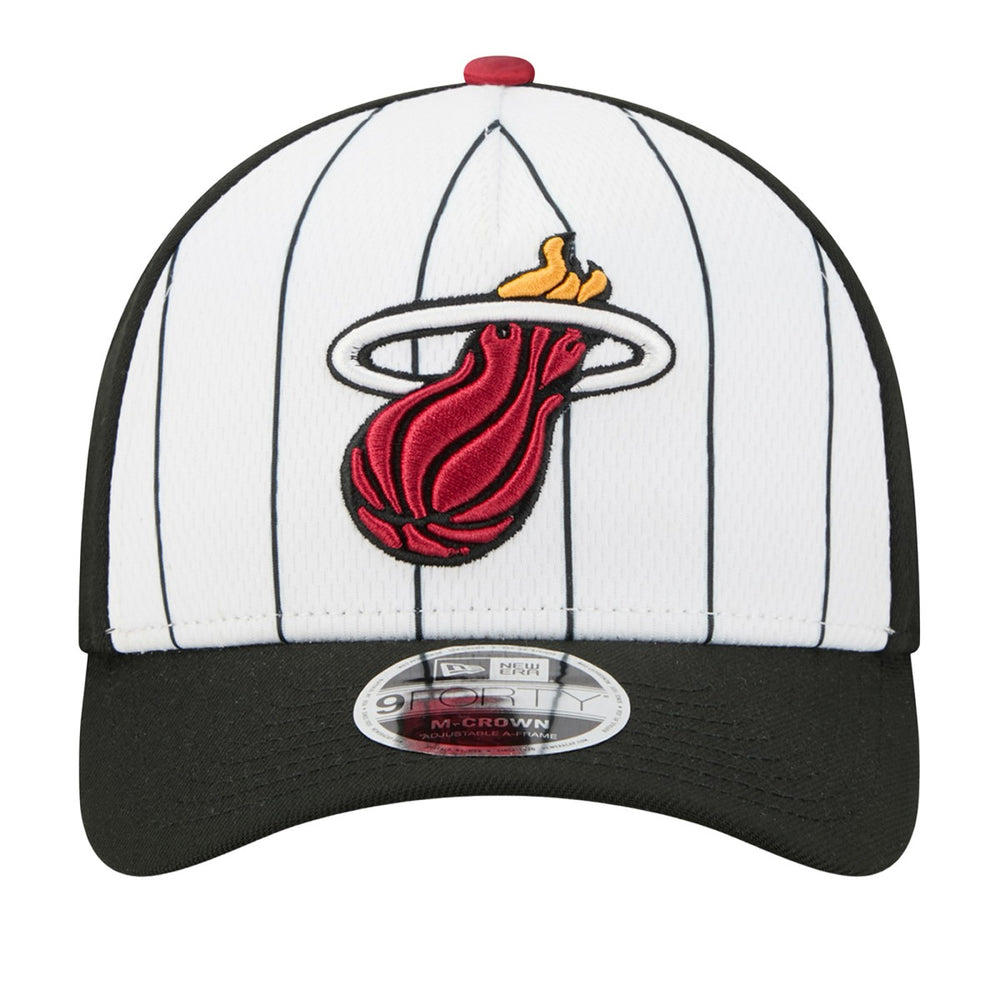 New Era Miami Heat 2025 NBA Tip Off M-Crown A-Frame 9FORTY Adjustable Hat White/Black
