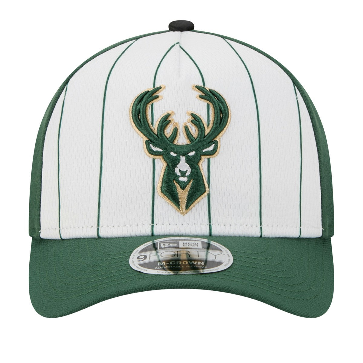 New Era Milwaukee Bucks 2025 NBA Tip Off M-Crown A-Frame 9FORTY Adjustable Hat White/Hunter Green