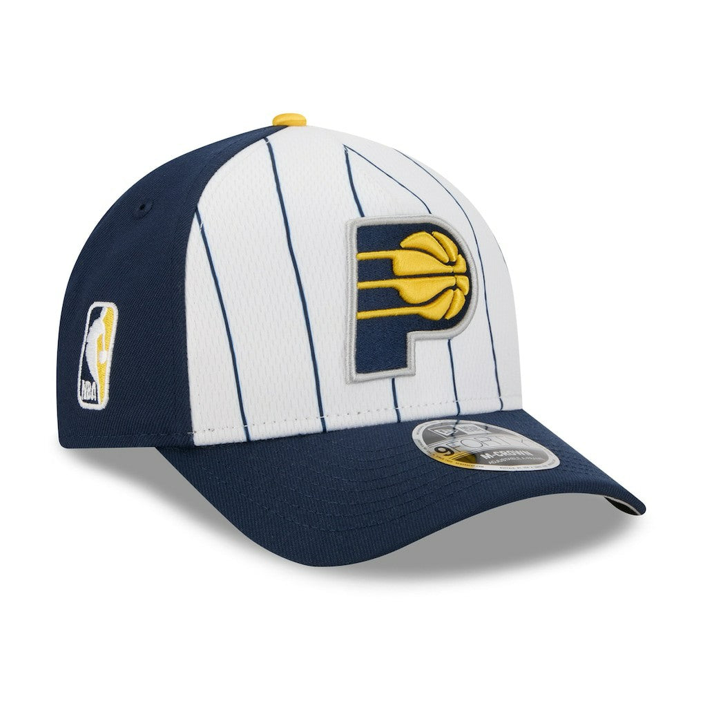 New Era Indiana Pacers 2025 NBA Tip Off M-Crown A-Frame 9FORTY Adjustable Hat White/Navy