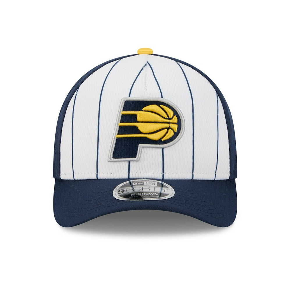 New Era Indiana Pacers 2025 NBA Tip Off M-Crown A-Frame 9FORTY Adjustable Hat White/Navy