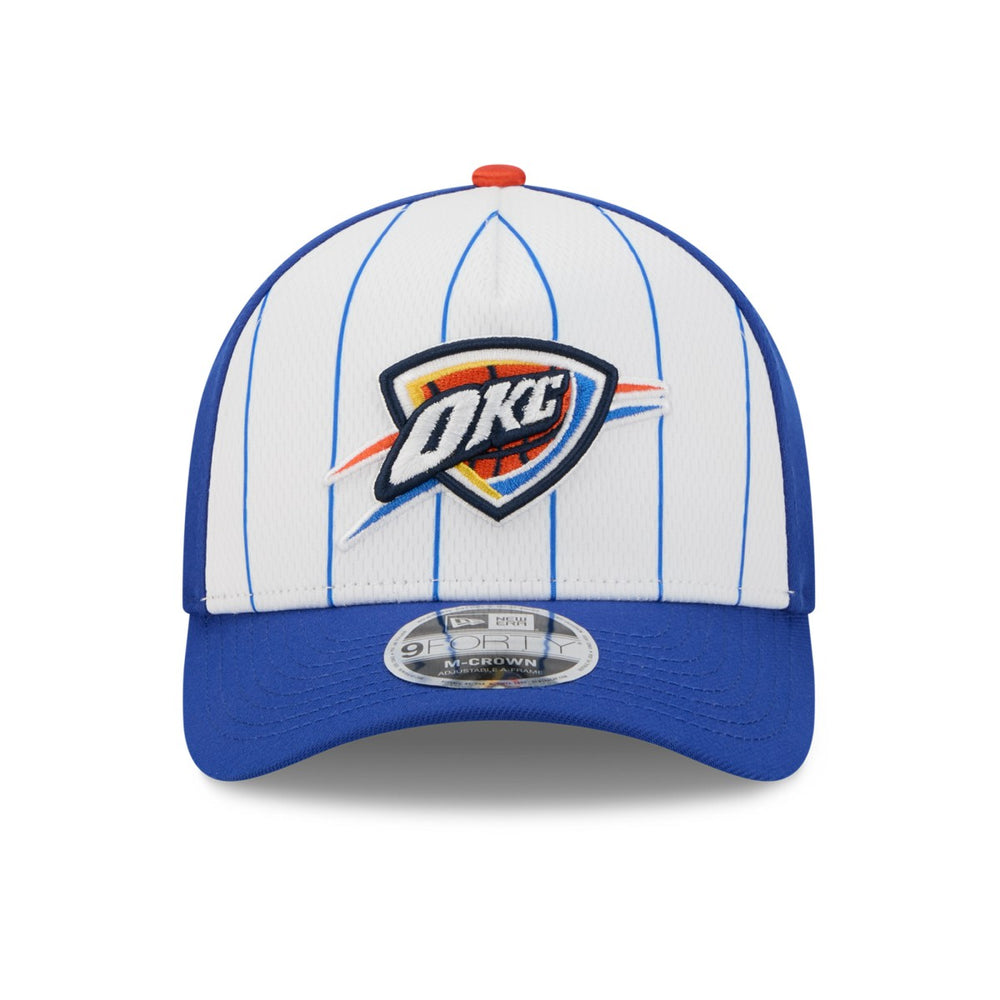 New Era Oklahoma City Thunder 2025 NBA Tip Off M-Crown A-Frame 9FORTY Adjustable Hat White/Blue