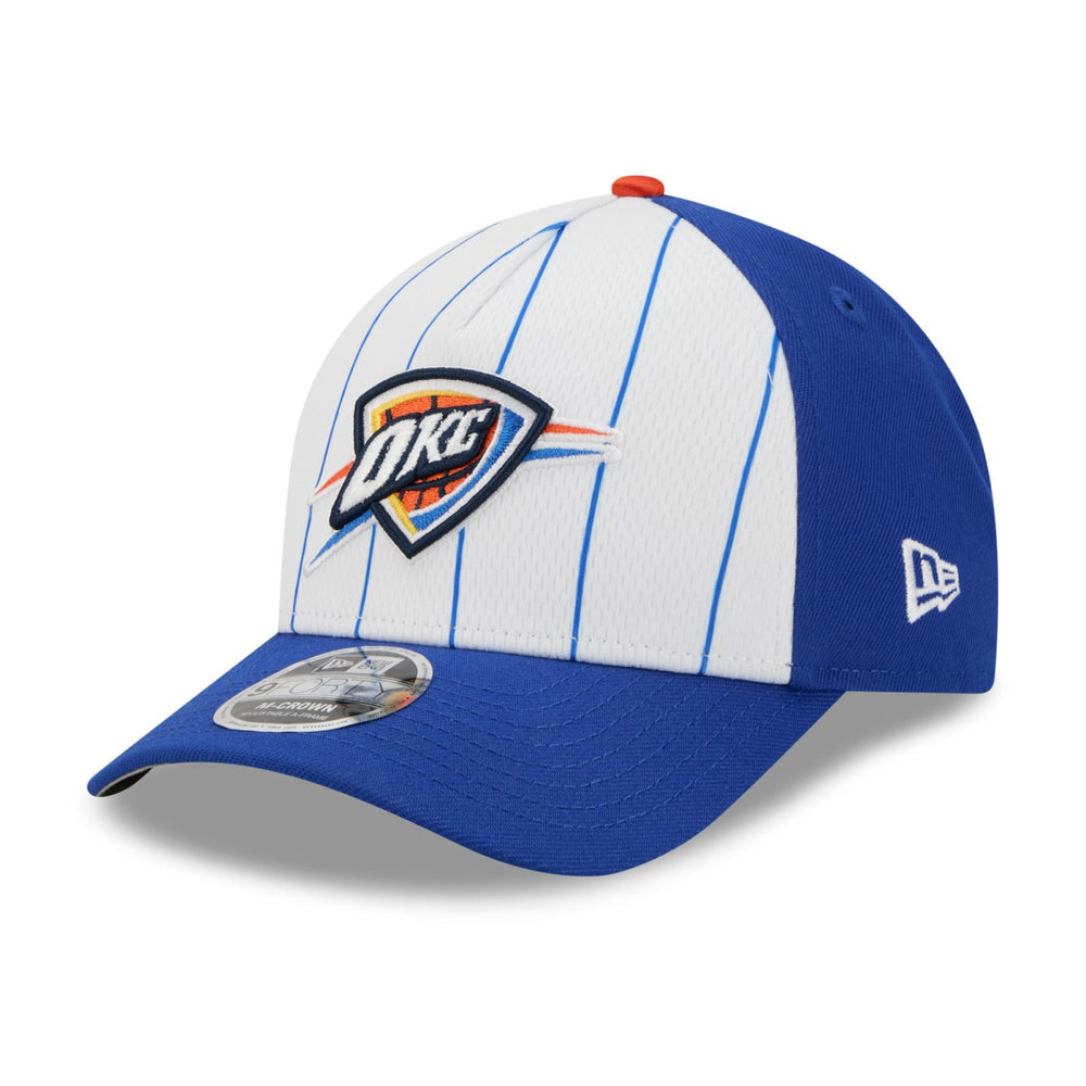 New Era Oklahoma City Thunder 2025 NBA Tip Off M-Crown A-Frame 9FORTY Adjustable Hat White/Blue