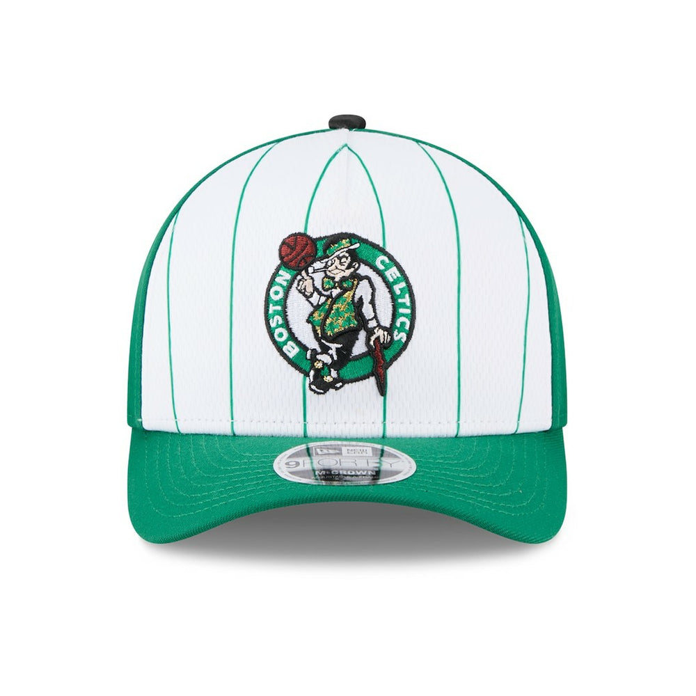 New Era Boston Celtics 2025 NBA Tip Off M-Crown A-Frame 9FORTY Adjustable Hat White/Kelly Green