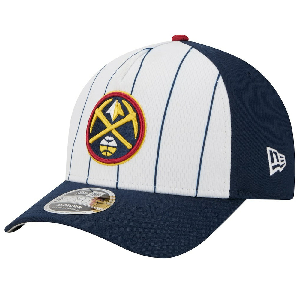 New Era Denver Nuggets 2025 NBA Tip Off M-Crown A-Frame 9FORTY Adjustable Hat White/Navy